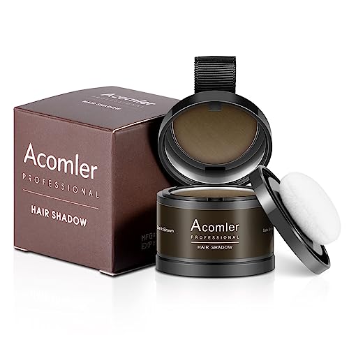 Acomler Instantly Root Touch Up Hair Color Hairline Shadow Powder,Root Cover Up,Dark Brown for Thinning Hair, Grey Hair Coverage Hair Powder for Women with Eyebrows,Beard Line,Bald Spots (Dark Brown)
