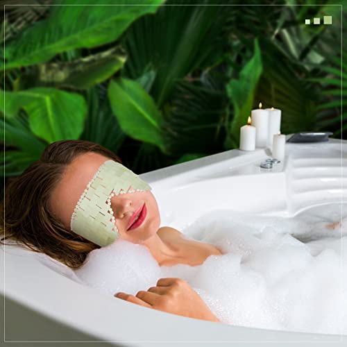 Hercicy 2 Pcs Jade Eye Mask Green Jade Stone Facial Cooling Mask for Alleviate Puffiness Face Massage Relax Eyes Relieve Migraine Meditation Beauty (White,Green)