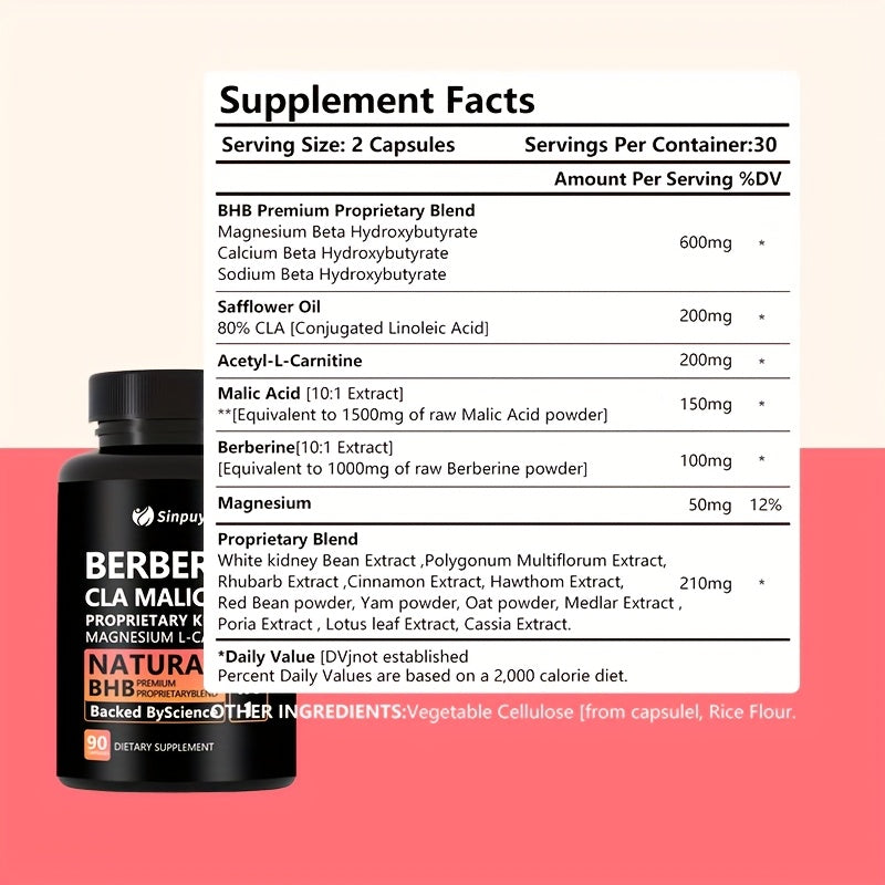 Berberine 20-in-1 Keto BHB Supplement with CLA & L-Carnitine - 90 Capsules