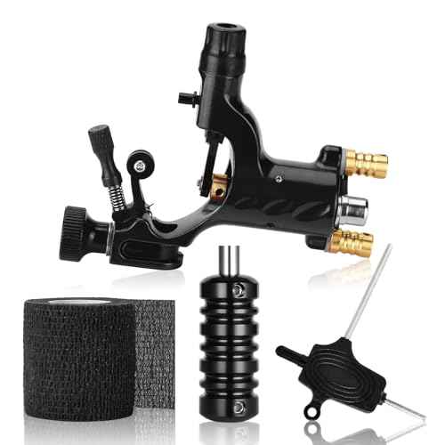 ATOMUS Rotary Tattoo Machine Gun Kit Professional Liner Shader Tattoo Motor Machine with Grip Tube Wrench Elastic Bandage Beginners Tattoo kit Tattoo Supplies (Black)