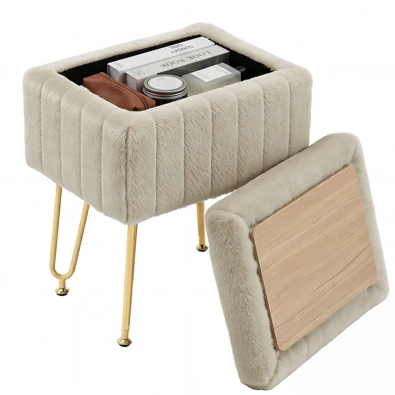 Luxurious Storage Chair with Soft Cushioned Footstool - Multiple Colors