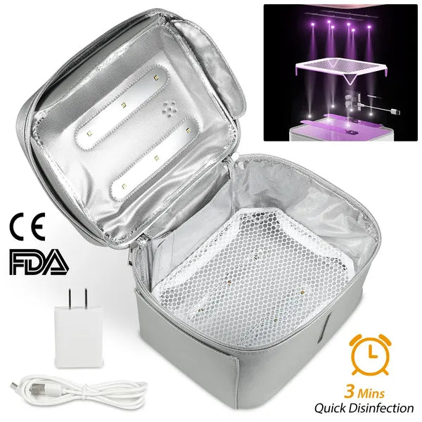 Portable UV Sanitizer Bag, 20L LED Sterilization Box - Silver