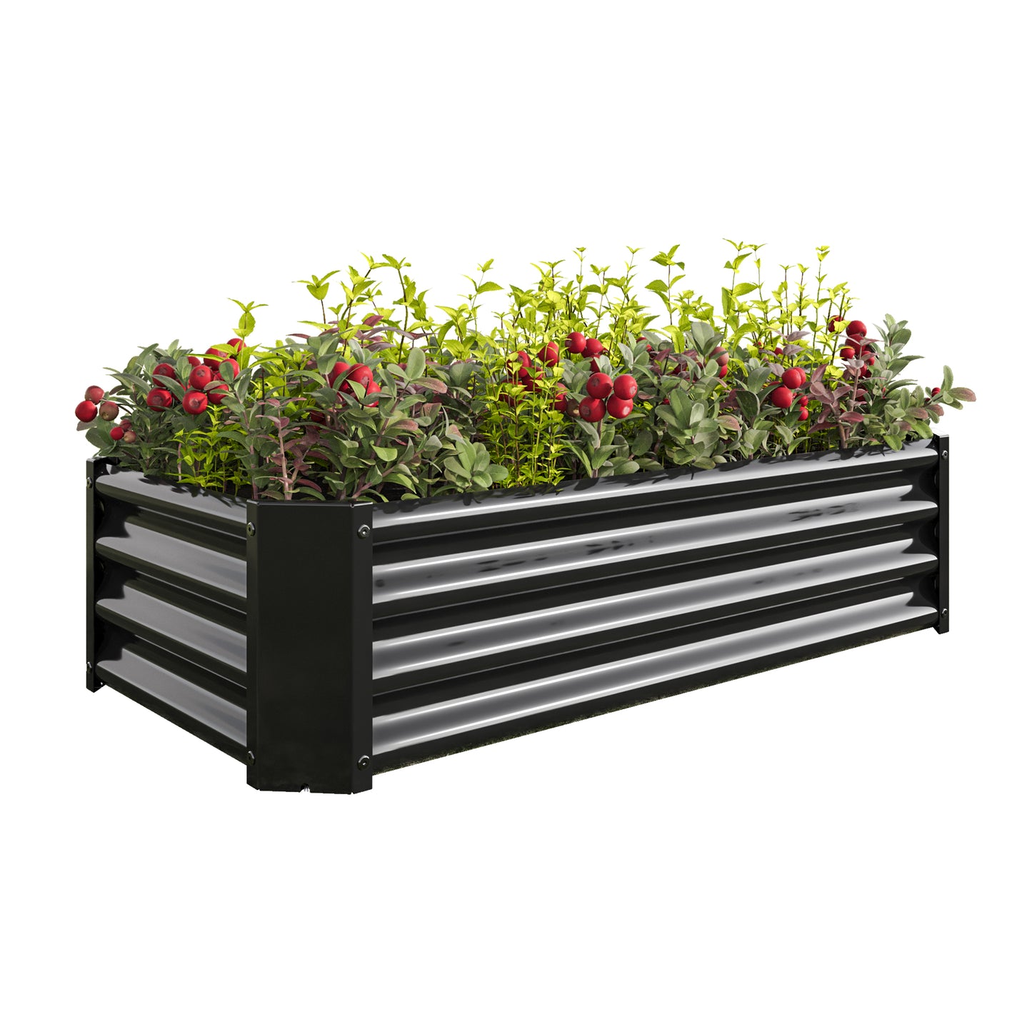 Metal Raised Garden Bed - 4'x2'x1' Rectangle Planter for Flowers, Vegetables, Herbs - Black