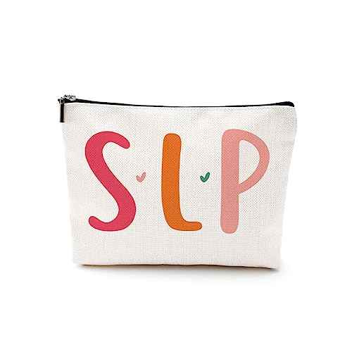 DJHUNG Speech Therapy Cosmetic Bag SLP Gifts Makeup Bag Speech Pathologist Gifts Speech Language Pathology Gifts for Women Friends Sister Birthday Christmas Thanksgiving Thank You Gifts