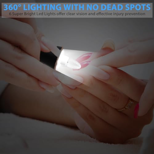 Professional Manicure Pedicure Kit, Cordless Electric Nail File Set, 360¡Æ LED Light Nail Drill Machine with LCD Display, 10 Speeds Rechargeable Nail Drill for Gel Nail Thick Toe Nails Christmas Gifts