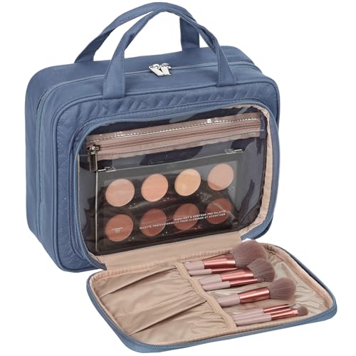 NISHEL Hanging Travel Toiletry Bag, Visible Makeup Organizer, Cosmetic Case for Journey Accessories, Bathroom Shower, Aegean-Blue