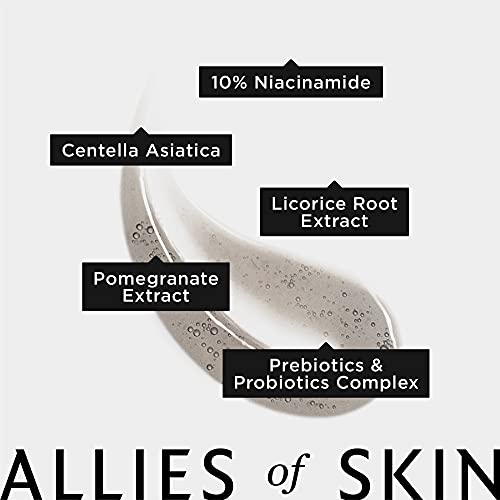 Allies of Skin Prebiotics & Niacinamide Pore Refining Booster | Minimize the Appearance of Pores with Goji Berry & Probiotics Complex | Calm Redness and Treat Blemish Prone, Dull Skin | 1.7 fl oz