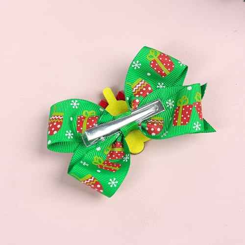 8Pcs Christmas Bow Clips Christmas Sequins Alligator Clips Hair Clips Bows Hair Barrettes, Include Santa, Christmas Tree and Cap, Hair Accessories for Girls Women