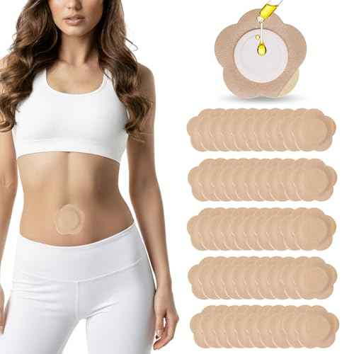 Castor Oil Belly Button Patch ? 50PCS Disposable Castor Oil Pack Wraps with Organic Cotton Pad, Leak-Proof Belly Button Patch Cover, Breathable & Skin-Friendly