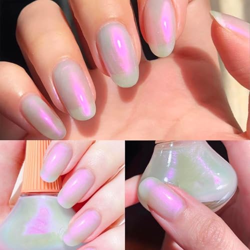 6 Colors Nail Polish, 12ml¡¿6 Quick Dry Nail Lacquer, Super Lustrous Nail Enamel Polish, Shimmer Iridescent Ultrachrome Nail Art Varnish, 0.41 fl oz