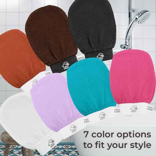 Natural Elephant Exfoliating Hammam Glove | Authentic Moroccan Kessa Body Scrub Mitt for Spa-Quality Skin Renewal | Pure Black Single