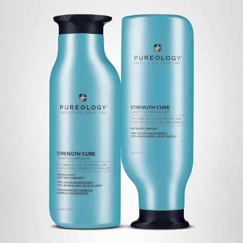 Pureology Strength Cure Shampoo & Conditioner Set - For Damaged or Color Treated Hair, Hair Strengthening & Prevents Breakage, Seals Split Ends, Vegan, 8.5 Fl Oz