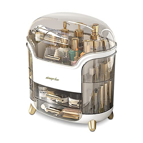 Ergocar Portable Light Luxury Series Multi-Function Make Up Case Dustproof Cosmetic Storage, Skin Care Products Jewelry Organizer Lipstick Box - White
