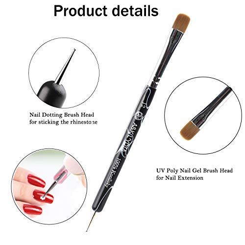 A&K L'YDIA 2 Way Acrylic Professional Konlisky sable hair French Manicure Clean-up Brush Nail Art Brush Bend Nail Dotting Pen Builder Extension UV Gel Acrylic #12