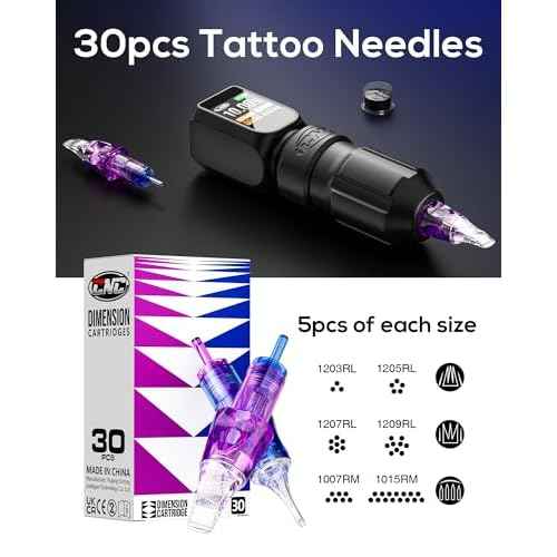 CNC Tattoo Machine Kit Wireless Tattoo Gun,2 Batteries 3200mAh Power Supply Rotary Tattoo Pen with Carrycase,30 Tattoo Cartridge Needles Assorted,Black Tattoo Ink for Professionals,Beginners TK6001-1