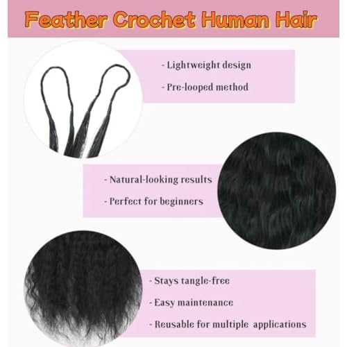 Wet and Wavy Super Wave Knotless Pre-Separated Feather Crochet Hair Extensions Human Hair Water Wave Crochet Hair Machine Made Feather Human Hair Extension 14inch 120g