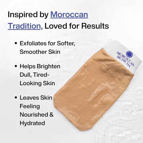 Kessa Exfoliating Glove for Shower, Dead Skin and Self Tan Remover for Body, Kessa Glove for Use with Moroccan Black Soap