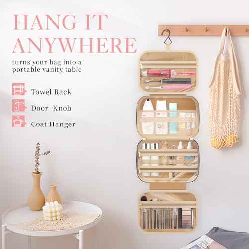 HOTOR Travel Toiletry Bag - Hanging Toiletry Bag for Women & Men, Makeup Bag/Big Comparment, Waterproof for Travel Accessories, Travel Essentials, Medium, Black