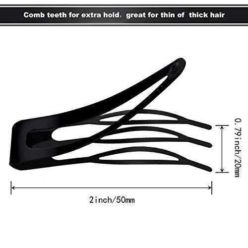 Chinco 24 Pcs Double Grip Hair Clips Metal Snap Clips Women Barrettes for Hair Making, Salon Supplies(Black,2 Inch)