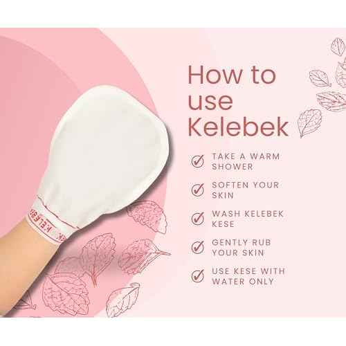 Kelebek Premium Natural Exfoliating Gloves, Turkish Hammam Kese, Original Exfoliating Mitt, Body Scrub for Men and Women