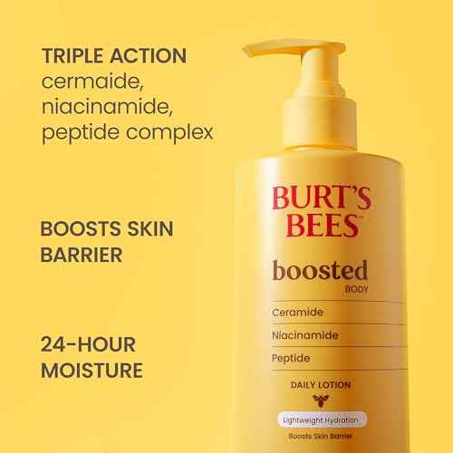Burt's Bees Christmas Gifts, Boosted Body Lotion, With a Ceramide, Niacinamide and Peptide Complex, Lightweight Daily Lotion, Tropical Scented, 13 oz. Bottle