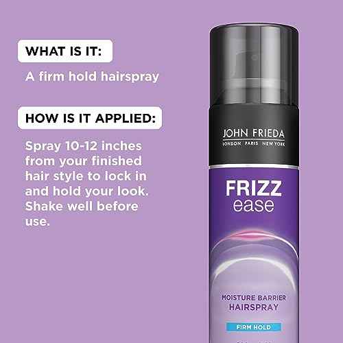 John Frieda Frizz Ease Moisture Barrier Hairspray, Firm Hold Hairspray, Seals Out Moisture, Blocks Frizz, Protects Against Heat, and Keeps Hair Straight with Long-Lasting Hold, 12 Oz