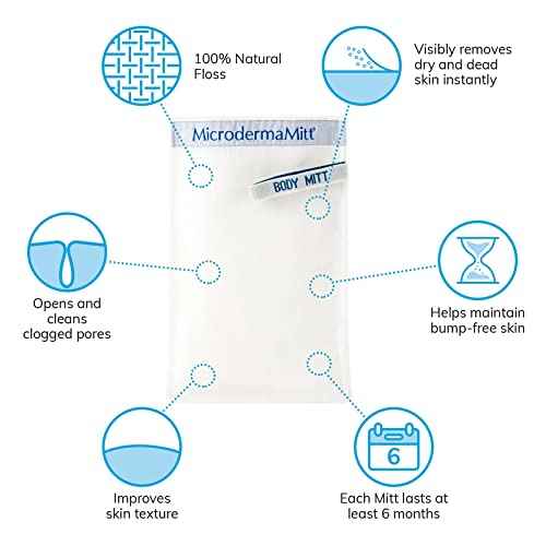 MicrodermaMitt Original Deep Exfoliating Mitt for Body - Premium Turkish Kessa Dead Skin Remover & Body Exfoliator for Keratosis Pilaris & Self-Tan Removal, Natural Skin Care Glove for Smooth Skin