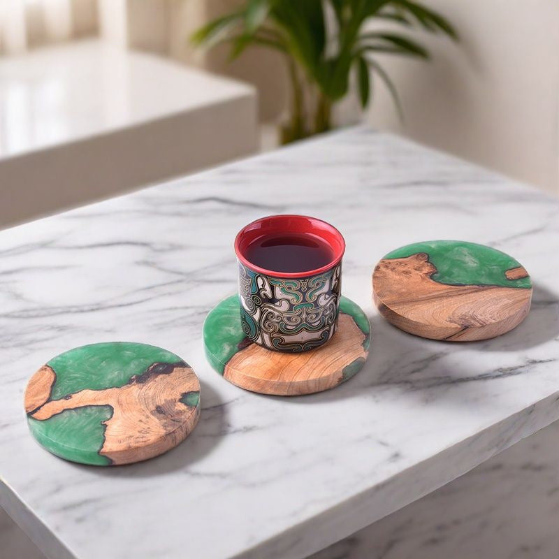Heat Insulation Resin Coasters Set for Home & Kitchen - Round & Square Styles