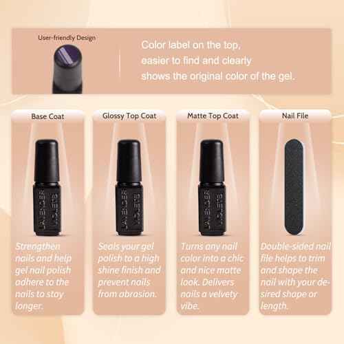 Lavender Violets 13pcs Gel Nail Polish Set ? 9 Gray Brown Skin Tone Neutral Beige Khaki Gel Polish Fall Winter Collection Christmas Nail Art Manicure DIY for Home Salon C600B