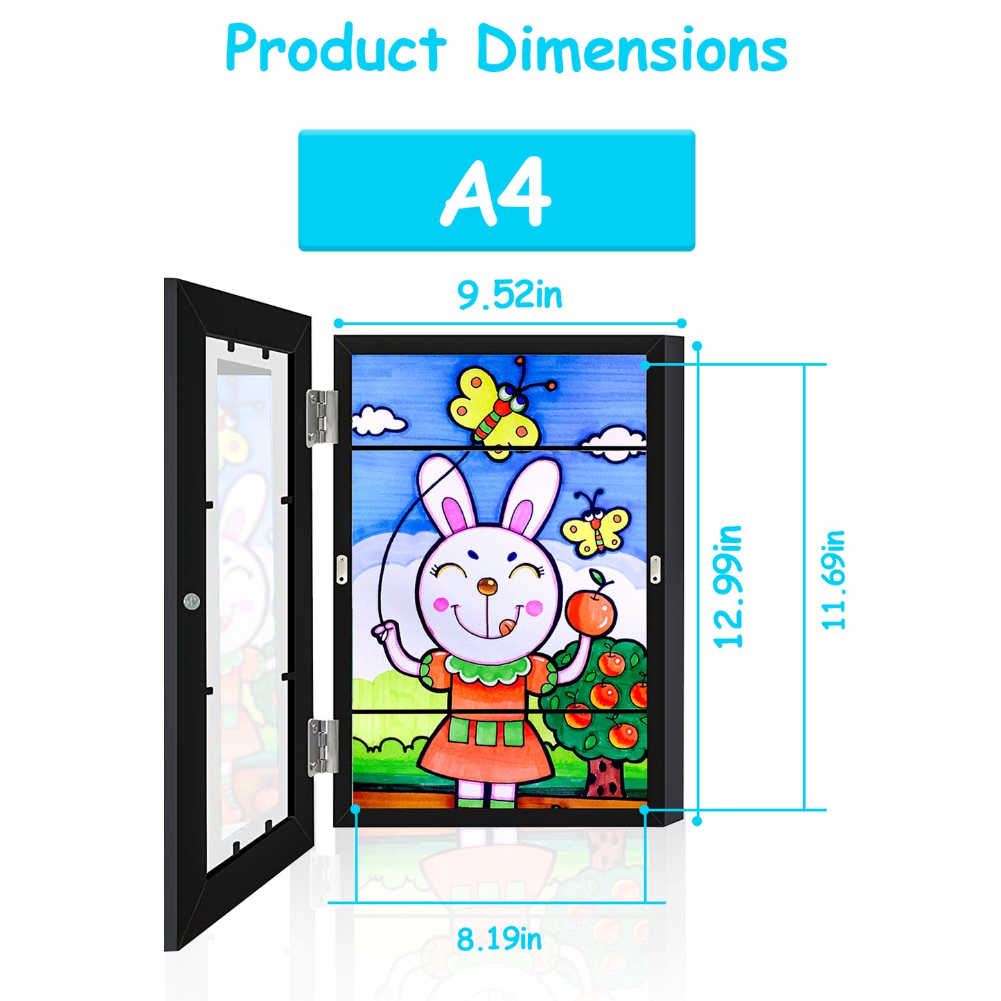 Kids Art Frame - Front Opening Wooden Display for Artwork Storage