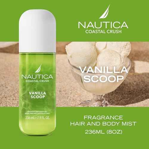 Nautica Vanilla Scoop, a Decadent Gourmand Hair & Body Mist for Women, Notes of Pistachio, Cherry Blossom, and Vanilla, Long Lasting, 8.0 fl oz