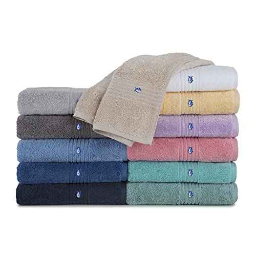 Southern Tide Oversized Bath Towel – 33" x 65" – Plush, Absorbent Cotton Blend with Intelliweave™ – Low Lint, Fade Resistant, Embroidered Skipjack Logo – Soft Coastal Comfort – Light Grey