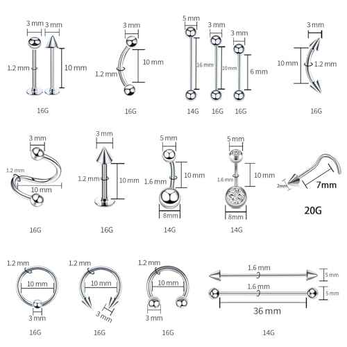 153Pcs Piercing Kit: 12G, 14G, 16G, 20G Needles & 316L Stainless Steel Jewelry for Nose, Belly, Lip, Ear & More