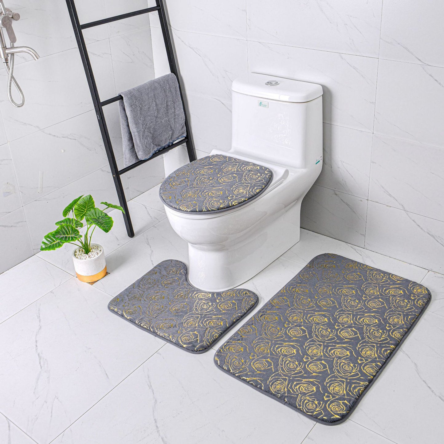 Gilding Carpet Bathroom Set Non-Slip Floor Mat Household Doorway Rug