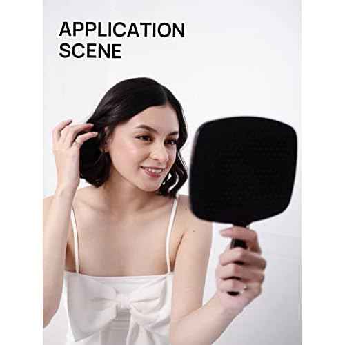 OMIRO Hand Mirror, Black Handheld Mirror with Handle, 6.6" W x 9.2" L