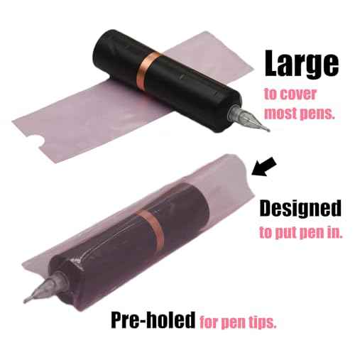 200 Pink Tattoo Pen Covers & 4 Grip Tapes - Large Tattoo Machine Covers & Tattoo Tape Wrap - Tattoo Supplies