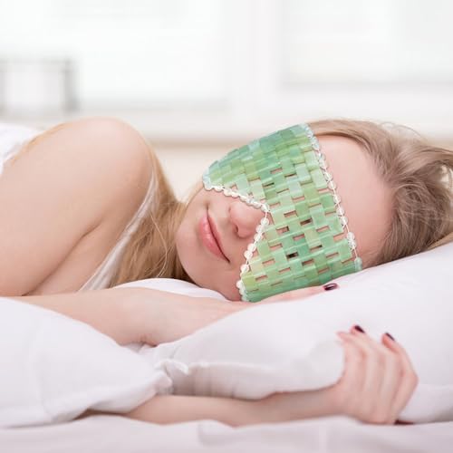 Jade Eye Mask - with Adjustable Strap for face 100% Natural Gemstone Jade Sleep Mask for Hot & Cold Anti Aging Therapy by LazyGa