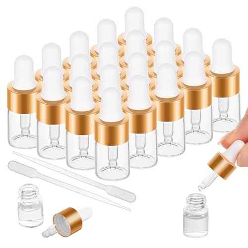 20 Pack Mini Dropper Bottle for Cuticle Oil, 2ml Small Sample Essential Oil Dropper Bottles for Travel, Clear Empty Vails for Cosmetic Perfume