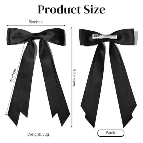 2PCS Hair Bows Hair Clip Beige Black Hair Ribbon Ponytail Holder Accessories Slides Metal Clips Hair Bow for Women Girls Toddlers Teens Kids