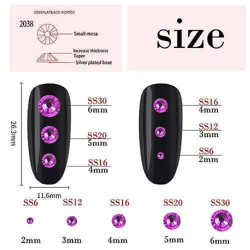 4500 Pcs SS12 3mm AB Flatback Rhinestones for Nails Art Crafts Glitter Round Shine Gems Crystals DIY Clothes Shoes £¨Black-Bottom Purple Red AB£©