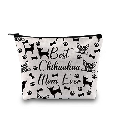 GJTIM Chihuahua Mom Gift Chihuahua Owner Gift Best Chihuahua Mom Ever Chihuahua Gift Makeup Bag Animal Dog Lover Gift (Chihuahua Mom Bag)