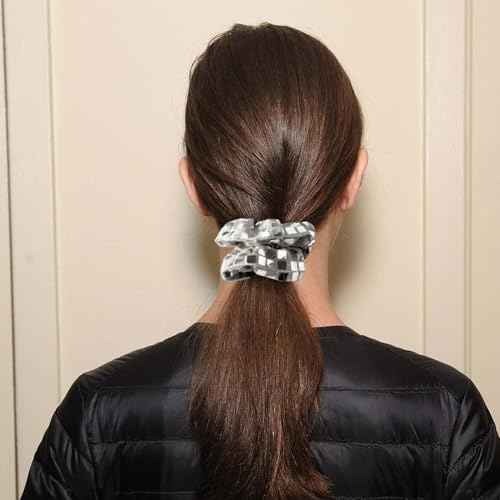 4-Pack Disco Scrunchies, 3.94 Inches Sparkly Sequin Scrunchies Set for Women, Gold Silver