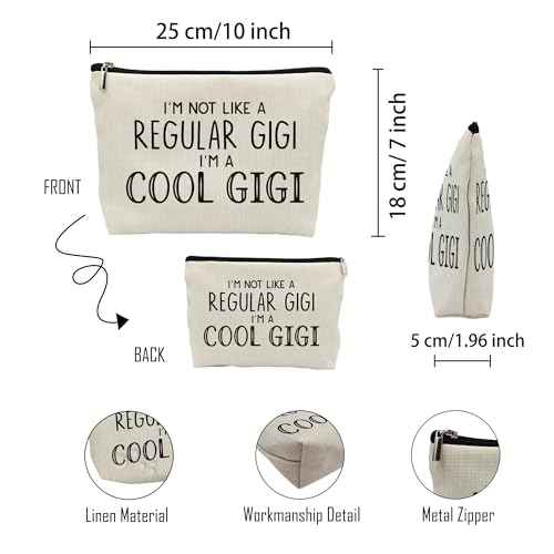 huester Gigi Gifts Makeup Bag, Gigi Gifts for Grandma Make Up Bag, Mothers Day Gifts for Gigi, Grandma Gifts, I¡¯m Cool Gigi Cosmetic Bag Travel Makeup Make Up Pouch Gifts for Gigi Grandma Purse