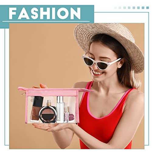 Chunful 10 Pieces Clear Makeup Bags Cosmetic Storage Bags PVC Zipper Pouches Travel Waterproof Clear Cosmetic Pouch for Women Organizing Toiletries Traveling Bathroom