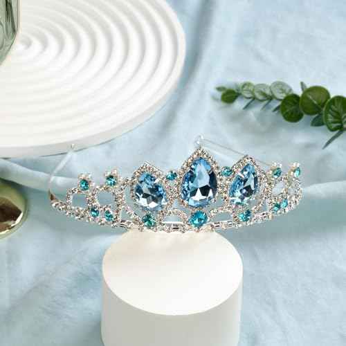 Princess Crown Girls Crystal Tiara Sparkle Gold Crown Halloween Cosplay Hair Accessories Girls Tiara Wedding Tiara for Sweet Birthday Gifts