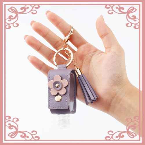 4Pcs Hand Sanitizer Keychain, 30ml Refillable Portable Hand Sanitizer for Toiletry Lotion Liquid Soap Shampoo