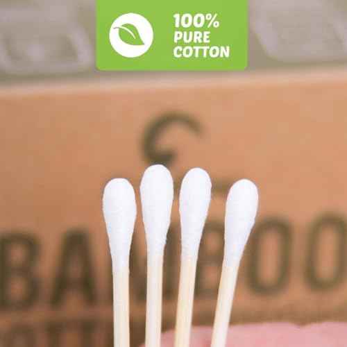 Bamboo Cotton Swabs 500 Count | Biodegradable & Organic Cotton Buds | Double Tipped Sticks | 100% Eco-Friendly & Natural | Perfect for Makeup & Nail Applications, Arts & Crafts, Removing Dust & Dirt¡¦
