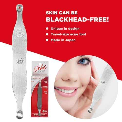 Seki Edge Blackhead Remover (SS-801) - Comedone Extractor for Blackheads - Professional Pimple Popper Tool with 2 Hole Sizes - Preventive Acne Tool & Pore Extractor