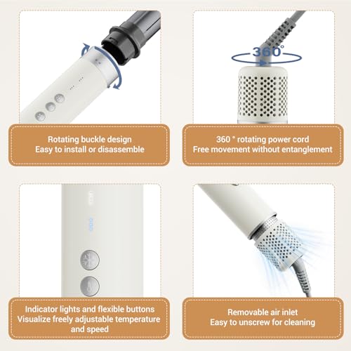 6 in 1 Air Wrap Hair Styler, 110,000 RPM Hair Dryer Brush with Auto-Wrap Curlers, Oval Brush & Volumizer, Hot Air Styler for Fast Drying,Curling, Smoothing & Volume, Air Styler with Travel Case