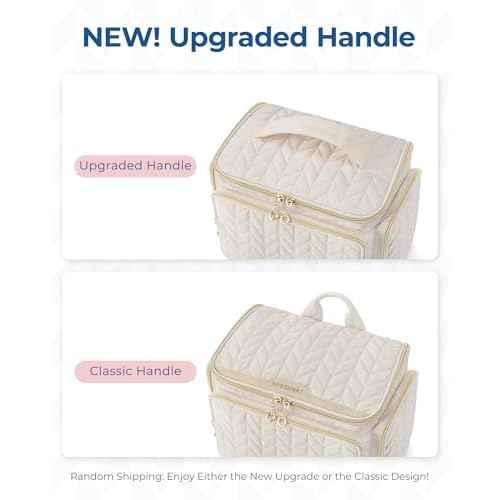 BAGSMART Travel Toiletry Bag, Large Wide-open Travel Bag for Toiletries, Makeup Cosmetic Travel Bag with Handle-Black